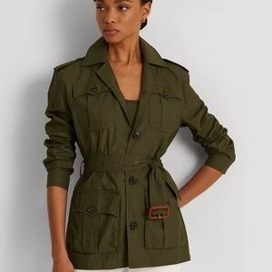 Lauren Ralph Lauren Belted Cotton Twill Field Jacket Size 10